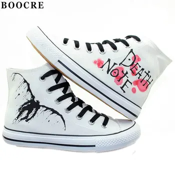 

BOOCRE Death Note Cosplay Same Canvas Shoes Freehand Casual Shoes High Help Lovers Shoes Men And Women Student Shoes Size 35-43