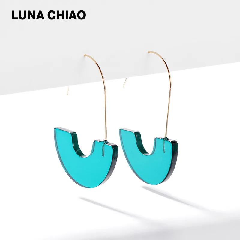 LUNA CHIAO,, модные серьги, Boho, леопардовая черепаха, раковина, Большой Крючок, акриловые серьги, висячие серьги - Окраска металла: transparent green