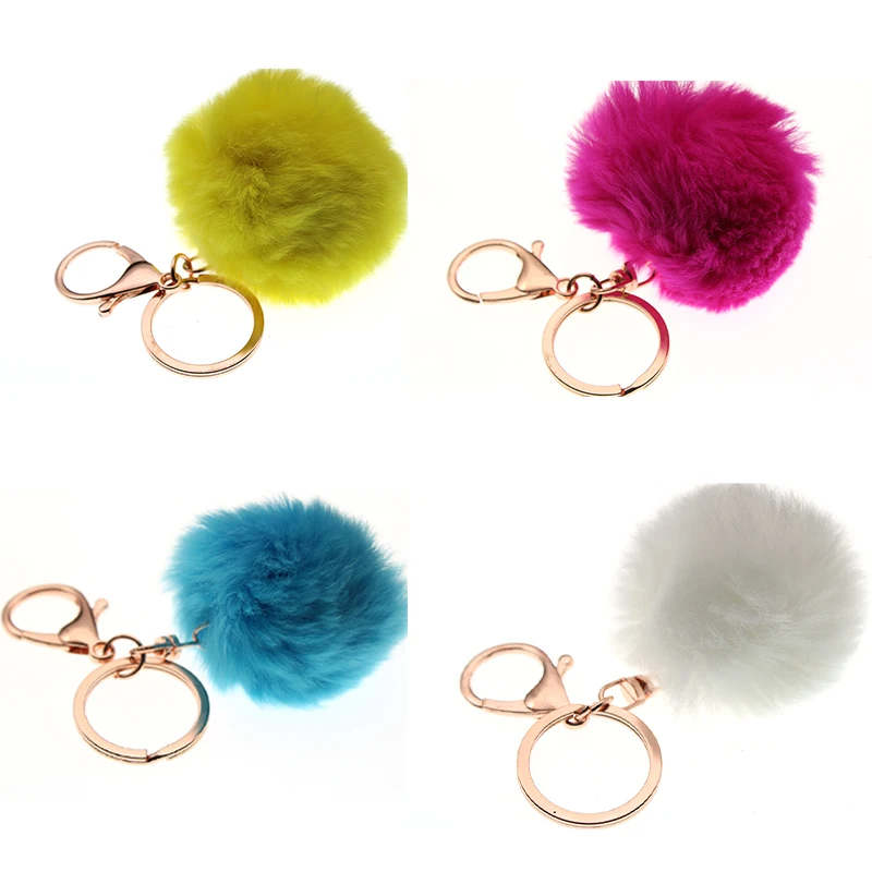 

16 Colors Trinket Artificial Fur Ball Keychain Pompom Fur Keychains on The Bag Cute Fluffy Faux Pompon Pendant Accessories 3-8cm