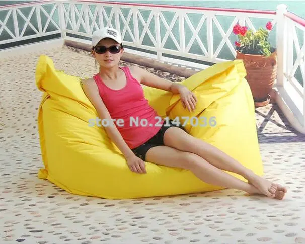 yellow Oversized waterproof outdoor adult square folding beanbag chair, sitting bean bag puff
