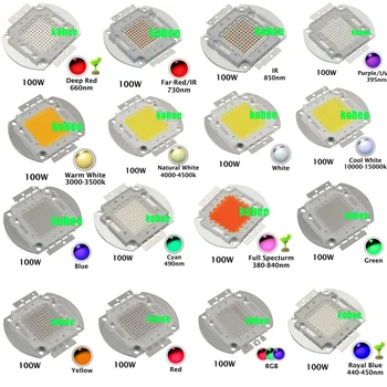 

High Power LED 100W Natural Cool Warm White Red Blue Green UV RGB IR Full Spectrum Grow Light 100 W for Floodlight