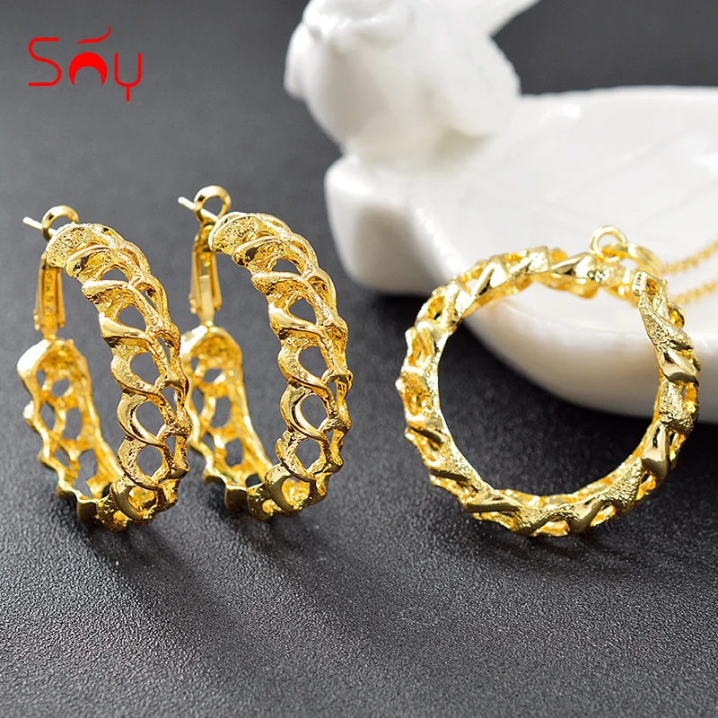 Sunny Jewelry Romantic Jewelry Sets For Women Necklace Earrings Pendant Flower Jewelry Findings For Wedding Hollow Out Jewelry