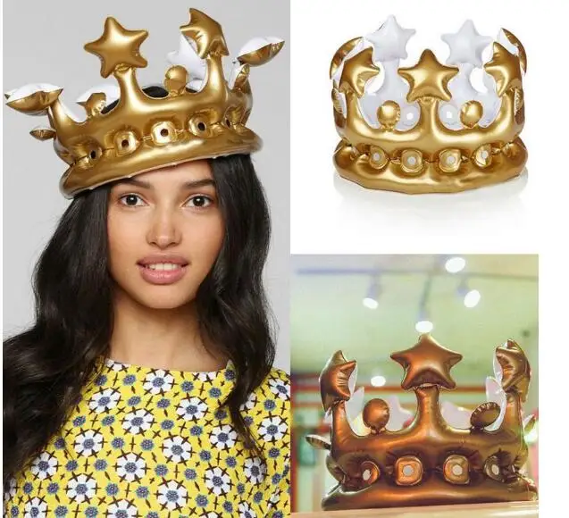 Надувная золотая корона король королева день для костюмированной вечеринки и Хеллоуина Декор ко дню рождения детский головной убор одеваются игрушки