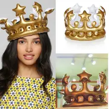 Надувная золотая корона король королева день для костюмированной вечеринки и Хеллоуина Декор ко дню рождения детский головной убор одеваются игрушки