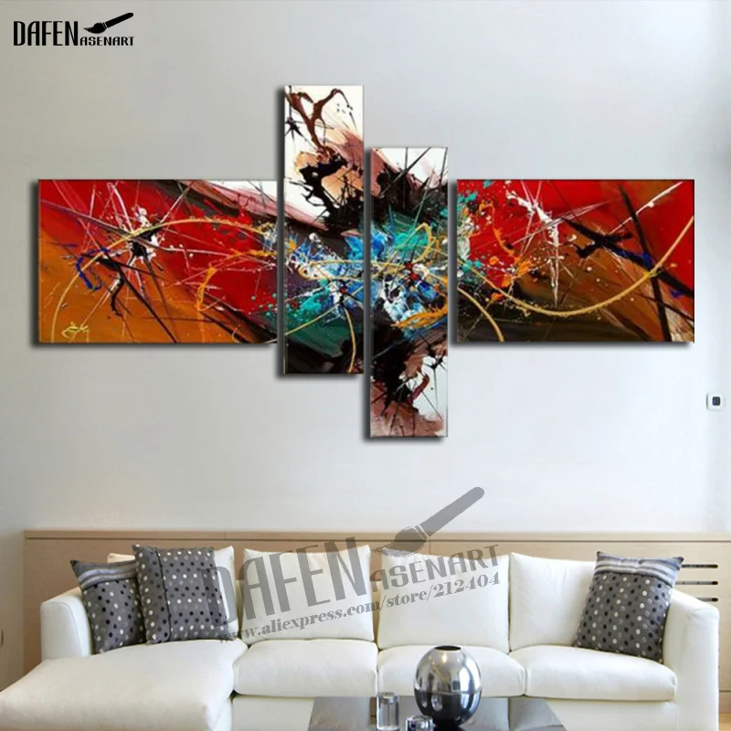 

100% Colorful Hand Painted Canvas Abstract Oil Painting Multi Panel Canvas Wall Art Large Home Office Decoration Unframed