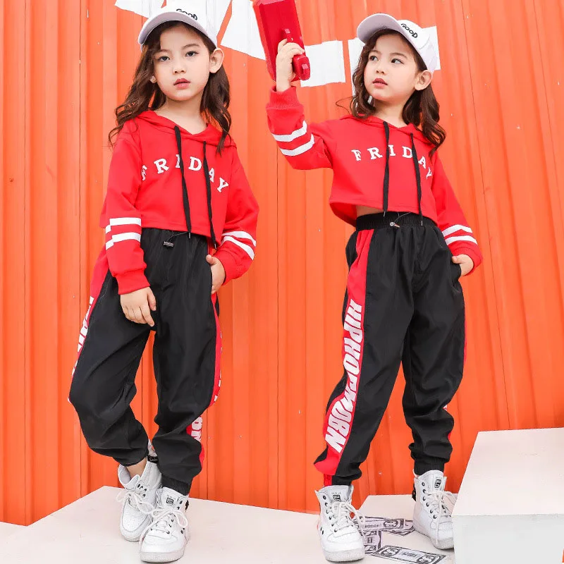 

Kids Hip Hop Clothing Casual Pants Cropped Hoodies Sweatshirt Shirt Tops for Girls Jazz Dance Costume Dancing Streetwear Clothes