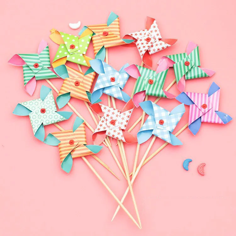 New Arrival Colorful Mini Windmill Cake Topper Set For