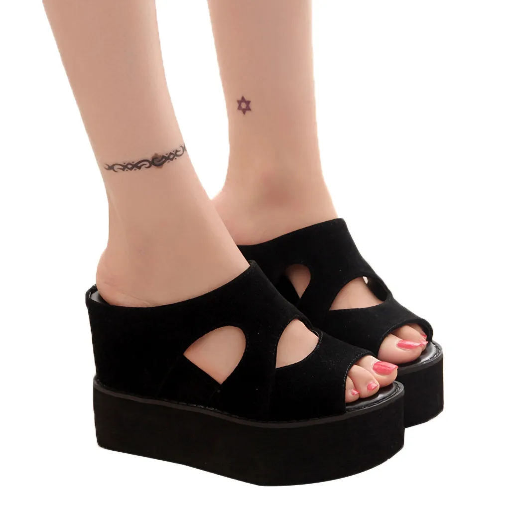 

2019 Wedge Sandals Ladies round Toe Sandal Summer Women Shoes Wedges Casual Slippers Thick Bottom Female Fish Mouth Sandals