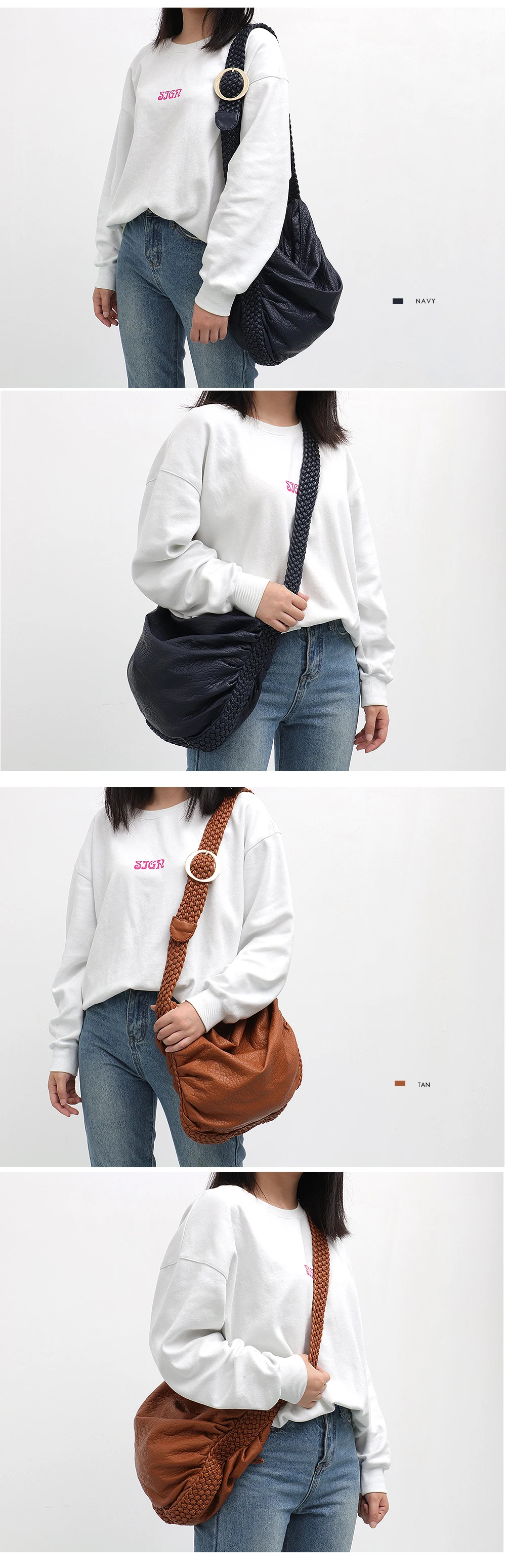 CEZIRA, большие мягкие повседневные женские сумки, для девушек, из искусственной кожи, школьная сумка, для девушек, регулируемый тканый ремень с пряжкой, сумка-мессенджер и сумка на плечо