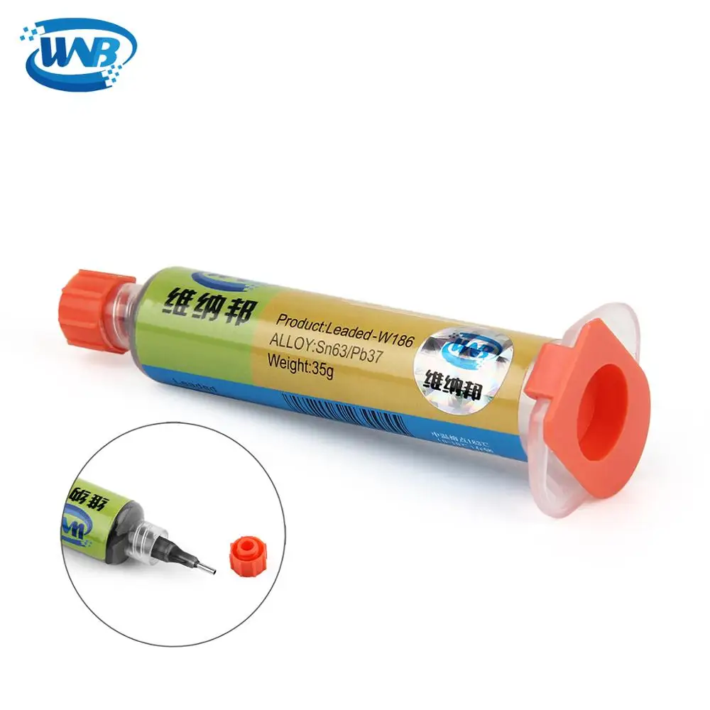 WNB 10cc Syringe Liquid Flux Soldering Paste 35g Leaded Stencil Welding Tool Low Temperature Melting Point 183C Tin Solder Paste