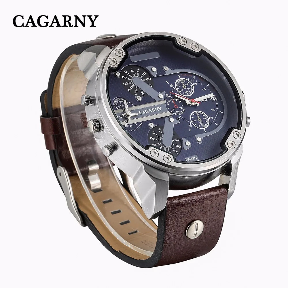 2019 drop shipping top luxury brand cagarny mens watches leather strap big case gold black silver dz military Relogio Masculino male clock man hour (41)
