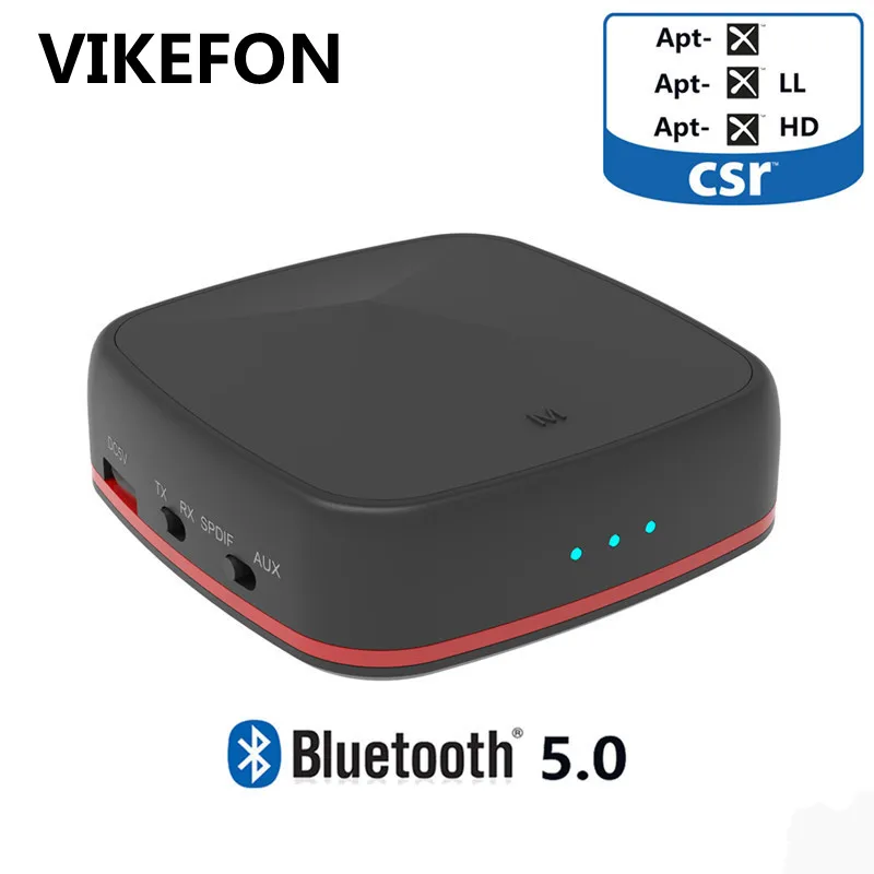 

VIKEFON Bluetooth 5.0 Transmitter Receiver Aptx HD/ Low Latency Audio Wireless Adapter 3.5mm RCA for TV PC Car Amplifier, Pair 2