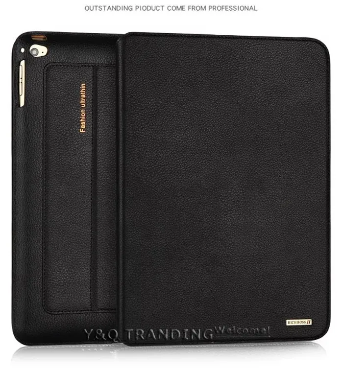 Ultrathin Cowhide Genuine Leather Case for Apple iPad Real Leather Business Stand Smart Cover for iPad (1)