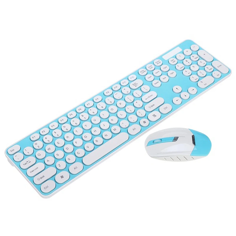 

Hk3960 Wireless Keyboard Mouse Set Round Keycap Mute For Home Office Pc Laptop Computer