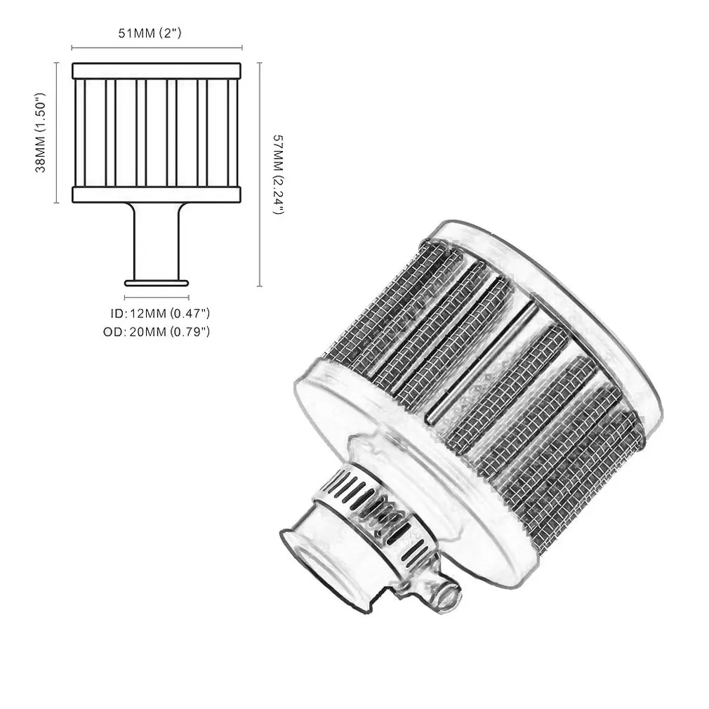 Filtro de aire reacondicionado de automóvil modificación pequeña cabeza De Seta filtro de aire cabeza de seta 12mm filtro de aire