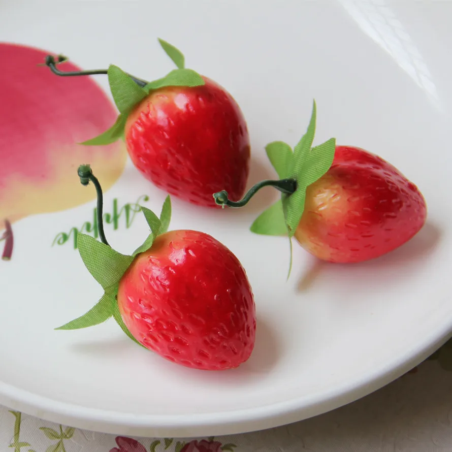 3pcs Simulation Strawberry Fake Fruit Diy Toy Food Vegetable Play House Toy Children's Kitchen