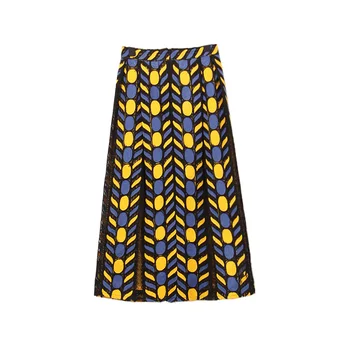 

European Fashion Skirts 2019 Summer Hot Sale Women Mid-Calf Patchwork Casual New Hollow Out Skirt