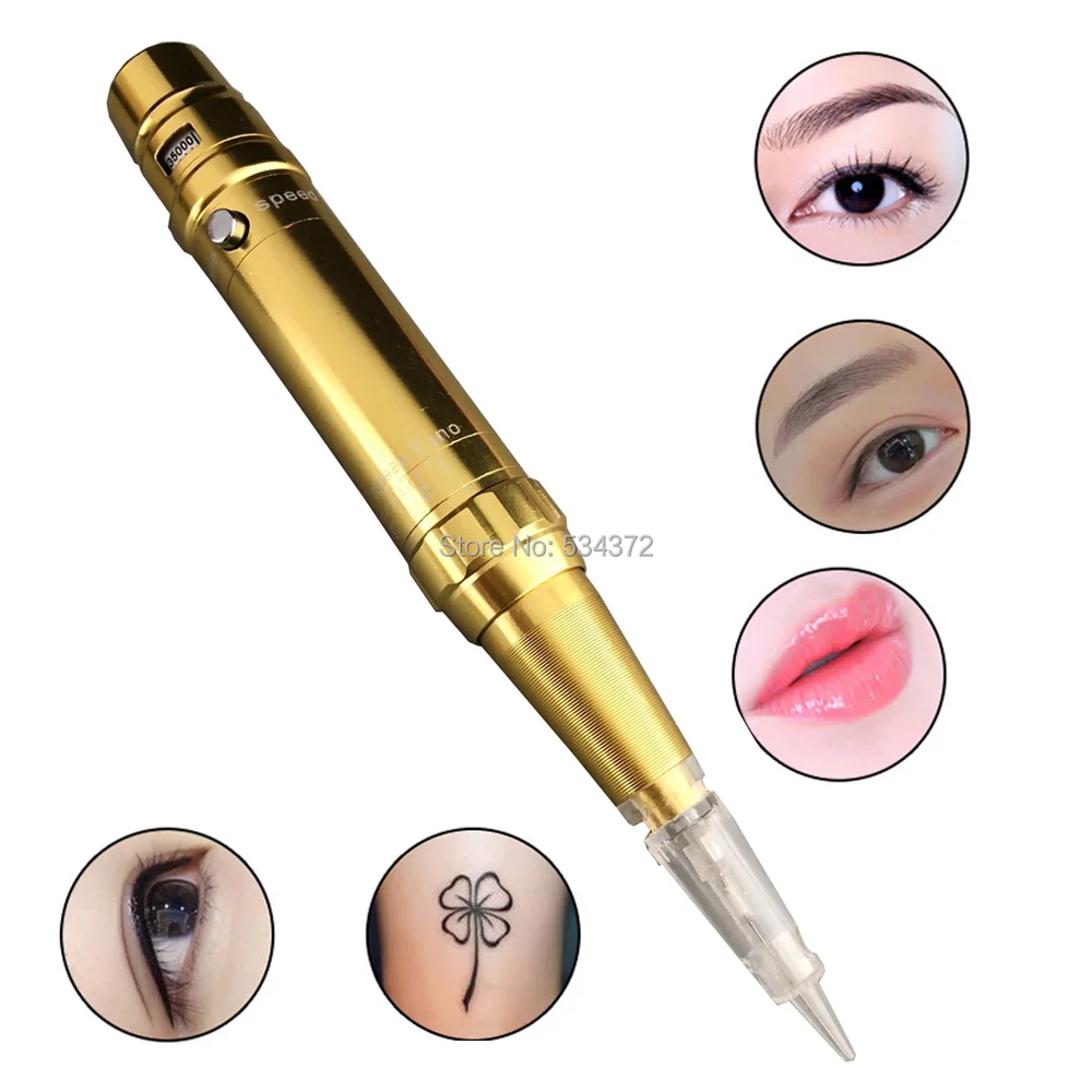 Золотой профессиональный Перманентный макияж машина картриджи иглы для бровей губ макияж машина ручка