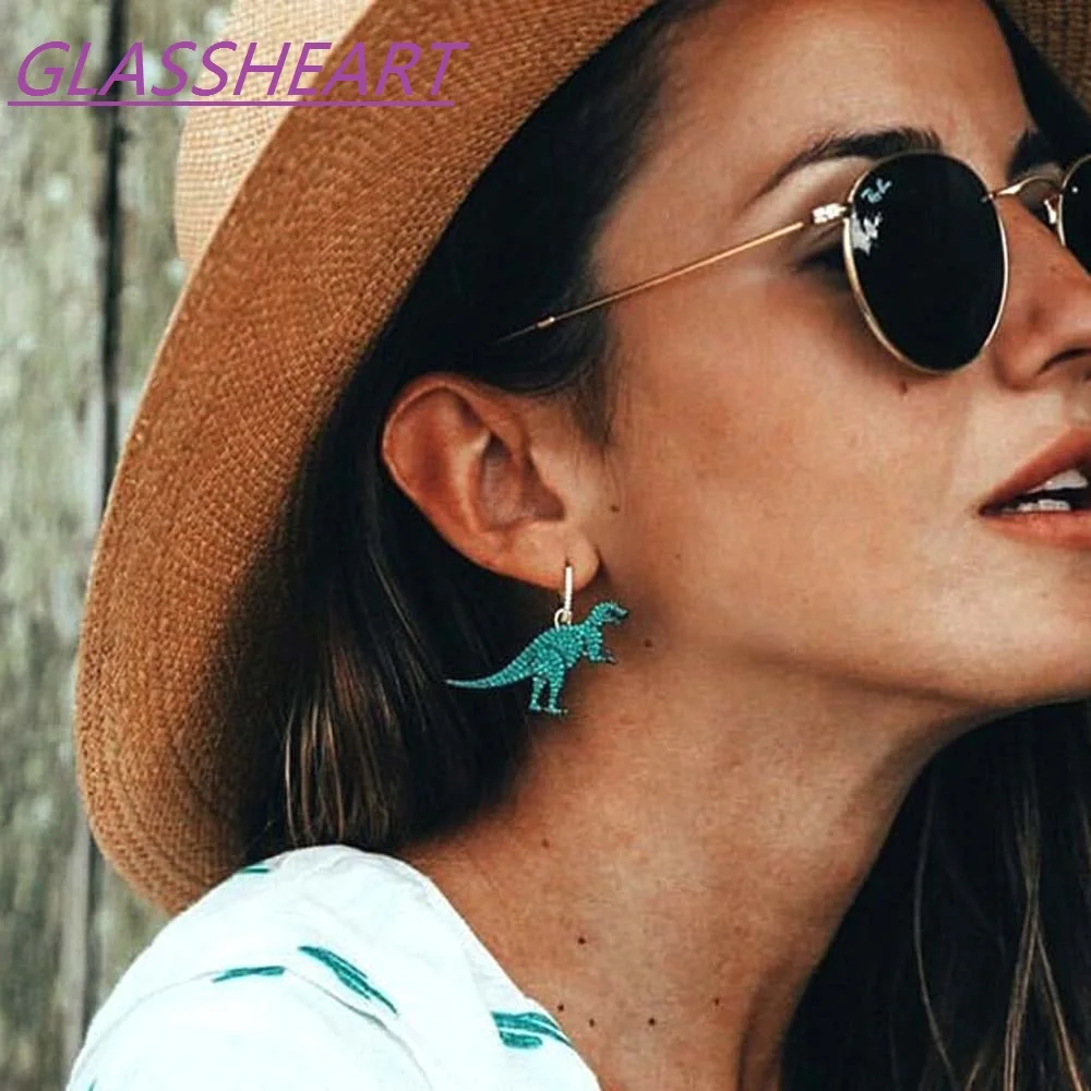 

Rock Dinosaur earring Nightclub style fashion 925 sterling silver Jewelry women steampunk hiphop mismatch earing for male 2019