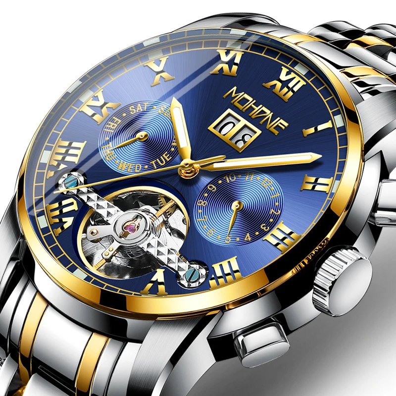 

Gold Tourbillon Automatic Mechanical Watch Fashion Men Watches Top Brand luxury Business Men's watches Otomatik Saat Man clock
