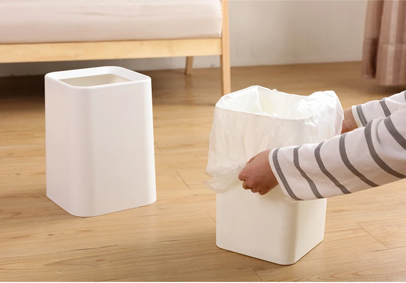GUANYAO белый мусорный бак современный стиль квадратная бумажная корзина пластиковая без крышки мусорная корзина PP+ ABS двухслойная стоящая мусорная корзина