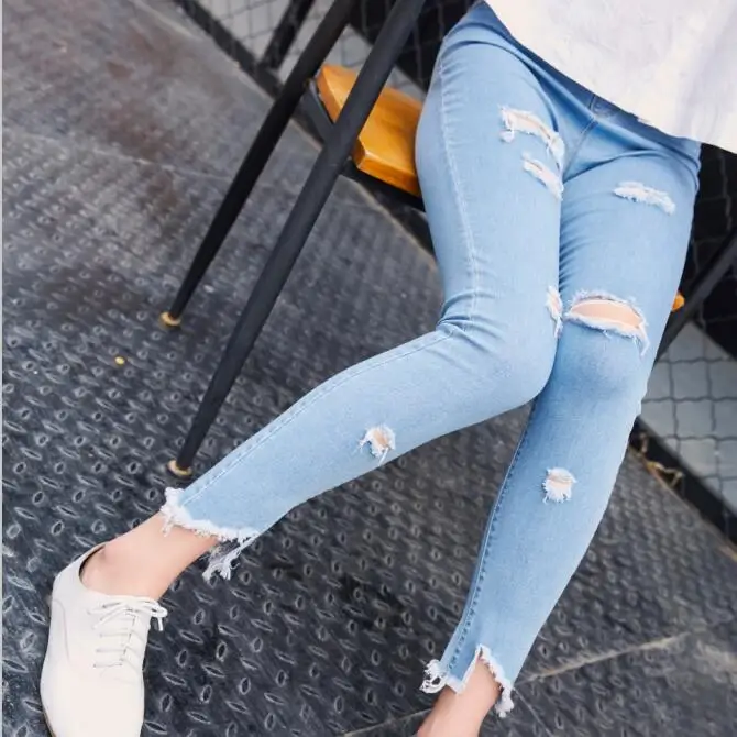 BIVIGAOS Frauen 7 löcher ripped unbesäumte dünne jeans für frauen dünne jean  ankle leggings jeggings spendex denim bleistift hosen mallas|skinny jeans  for women|jeans for womenskinny jeans - AliExpress