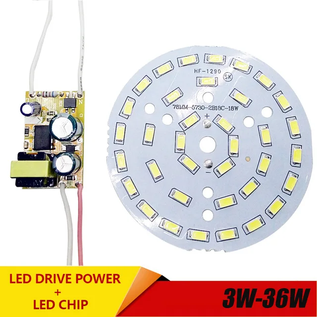 3 Вт 7 Вт 12 Вт 18 Вт 24 Вт 36 Вт 5730 SMD световая плата панельная светодиодная лампочка для потолка + AC 100-265 в светодиодный блок питания драйвер