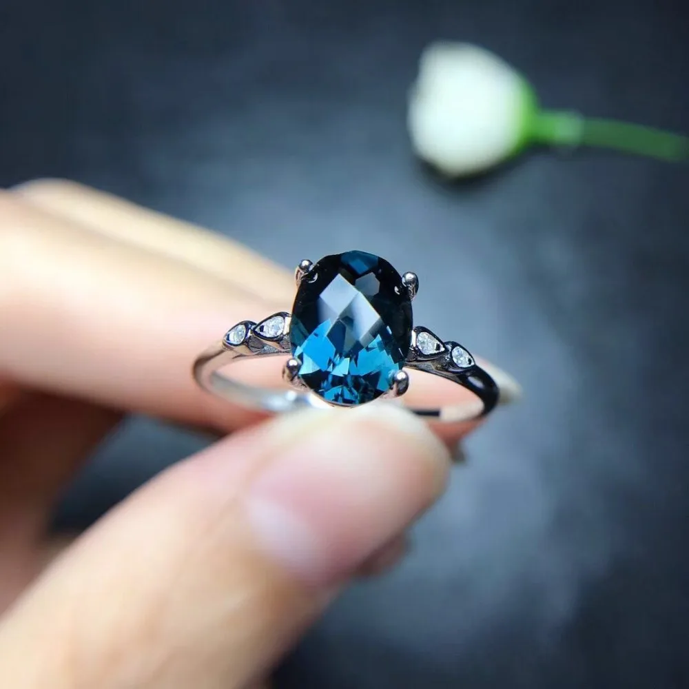 London Blue Topaz Ring Solid 925 Sterling Silver Gemstone Fine Jewelry Women Wedding Party Brand Jewelry London Blue Topaz Ring Solid 925 Sterling Silver Gemstone Fine Jewelry Women Wedding Party Brand Jewelry