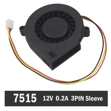 2 Pieces Gdstime 12V 3 Pin 75x15mm 75mm DC Brushless Cooling Blower Fan emacro ce 7020l 02 dc 12v 250ma 4 pin server blower fan