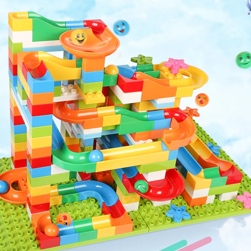 58 117 183PCS DIY Construction Marble Race Run Maze Balls Track Kids Children Gaming Building