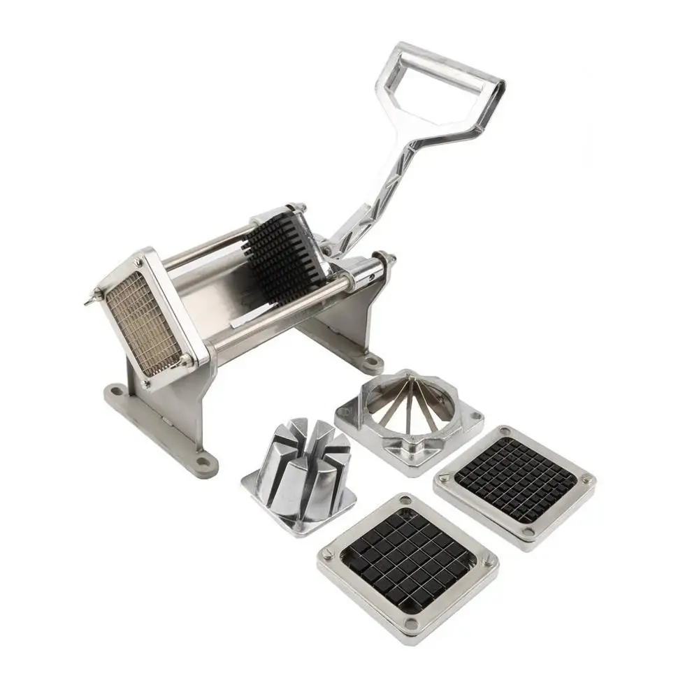 

Silver Color Stainless Steel Rust-proof Pusher Block Potato French Fry Fruit Vegetable Cutter Slicer Commercial High Quality