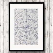 Carte d'astronomie ancienne imprimée d'astrologie, carte d'astronomie ou de l'hémisphère nord, peinture d'étoiles de Constellation, affiche du zodiaque