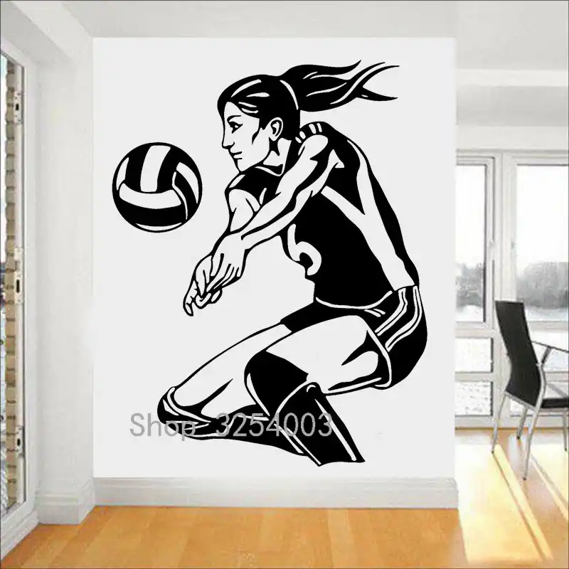 Sport Girl Wall Stickers Teen Girls Bedroom Volleyball Player Beach Woman Vinyl Wall Decal Removable Female Art Home Decor S389