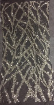 

Nigerian Lace Fabric with glued glitter PWD1871101 French Embroidered lace fabric for party dress