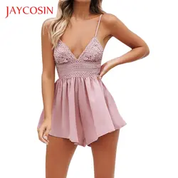JAYCOSIN мини-комбинезон Для женщин Лето бантом женское вечернее платье без спины пляжный комбинезон полиэстер Материал рисунком