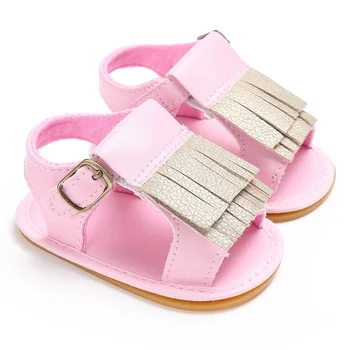 

Summer Cool Style Infant Baby Girls Boys Hollow Out Breathable Tassal PU Leather First Walkers Rubber Sole Prewalkers Shoes