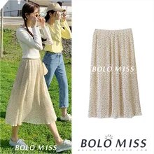 Плиссированная юбка в горошек эластичный пояс сезон: весна-лето Kawaii юбка миди юбка куртка Femme Falda Mujer Gonne Saia