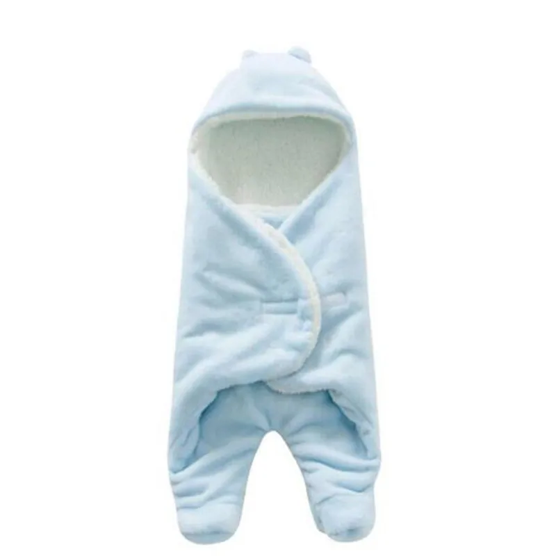 Просто милый милый ребенок Пеленка, Новорожденный Одеяло малыш спальный мешок коляска Обернуть Одеяло для новорожденных пеленка - Цвет: light blue