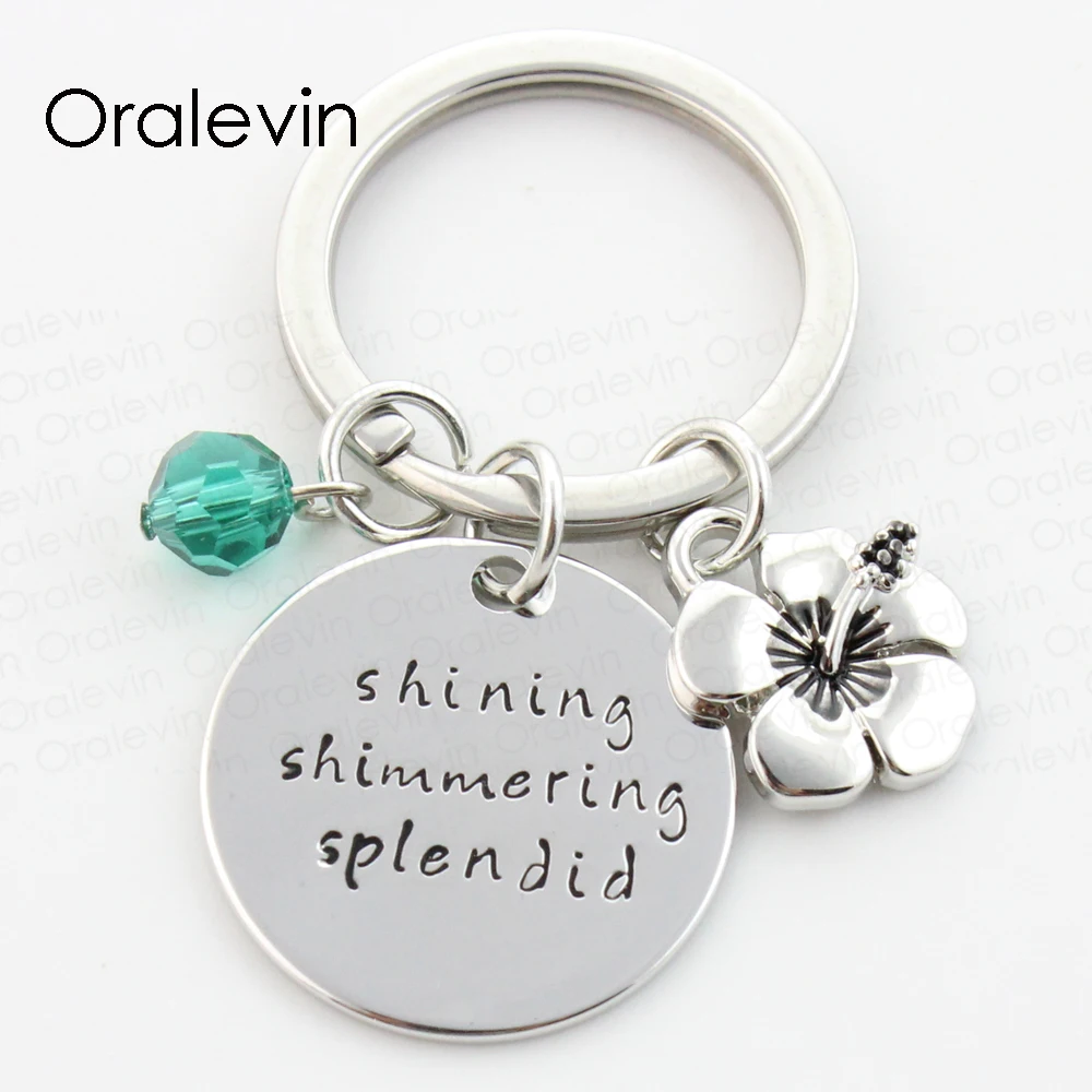 

Wholesale SHINING SHIMMERING SPLENDID Engraved Inspired Charms Keychain Gift for Her Jewelry 22MM,10Pcs/Lot,#LN270K