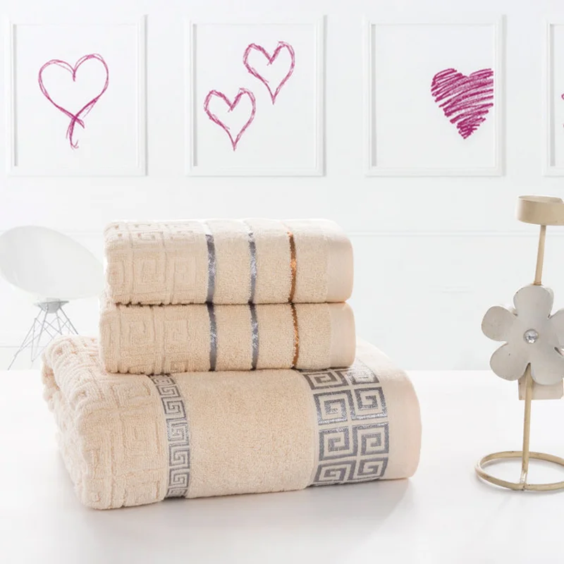 

3pcs/set Towel Set Lace Border Embroidery 100% Cotton Handkerchief+Face Cloth+Bath Towels Wholesale Terry For Adults