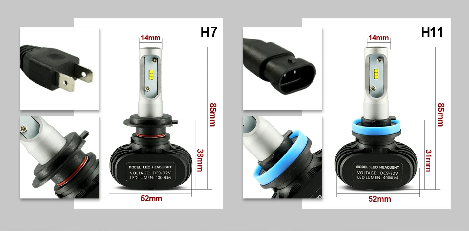 CARLitek N1 12В H7 H4 Светодиодные автомобильные лампы 50Вт 8000Лм. H8 H9 H1 H11 HB3 HB4 Led лампы головного света, противотуманные лампы
