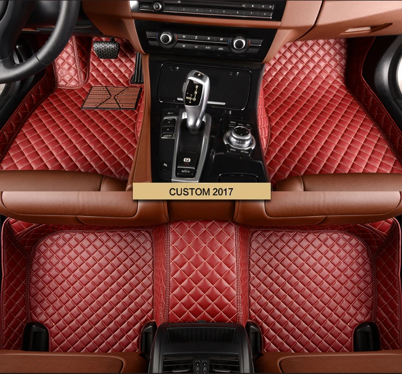 Lady Red Purple Cute Leather Leather Auto font b Interior b font Decoration Floor Mats Foot