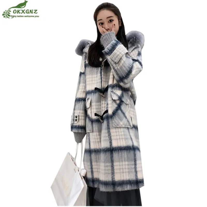 Laine Taille Long Outwear 2019 Photo Veste Moyen Lâche 4xl À Treillis Femelle Fourrure Chaud De Femmes Color Longues Col Manches Automne Manteau Grande En CnPw0F