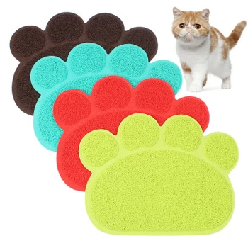 

Pet Dog Puppy Cat Feeding Mat Pad Cute Paw PVC Bed Dish Bowl Food Water Feed Placemat Wipe Clean Pet Cat Dog Accessories