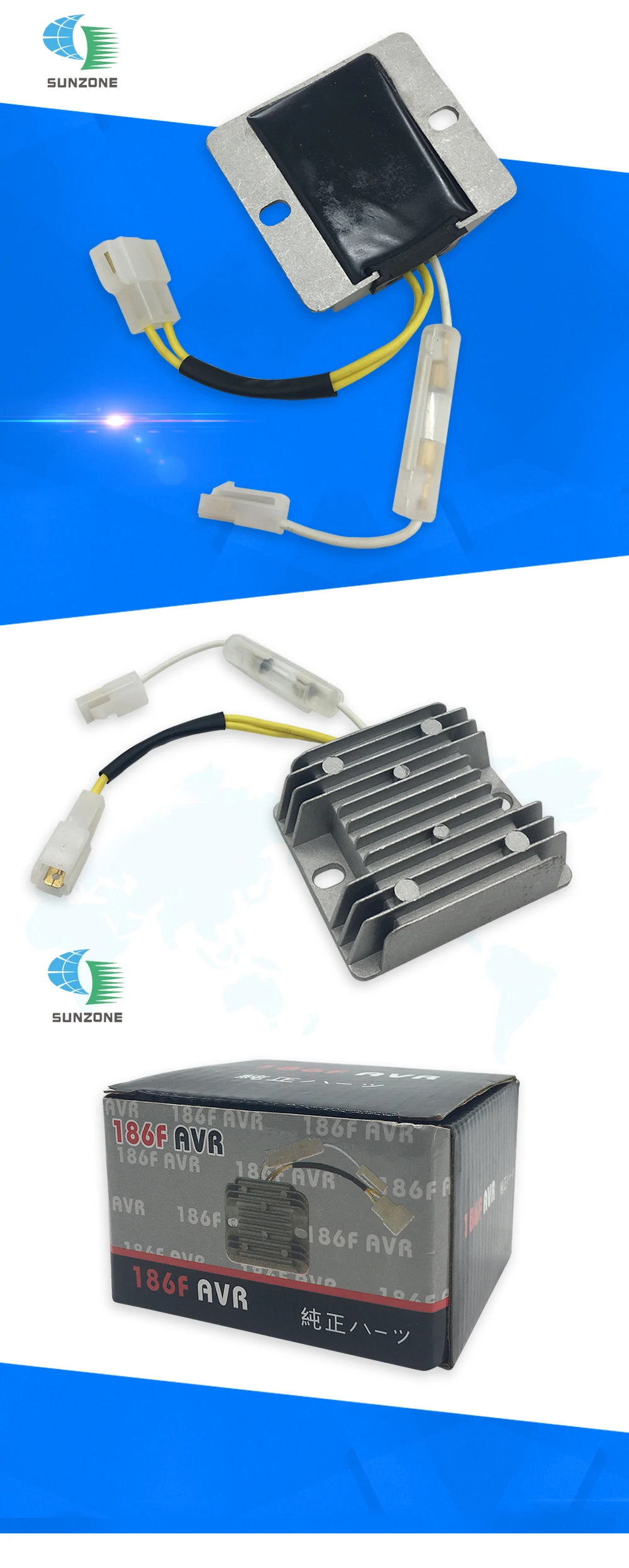 Gerador de Motor Estabilizador de Tensão do Gerador Diesel de Peças de Reposição para 186f 12v Fio 3 5kw Avr 4 Reposição Para 186F 12V FIO 3 5KW