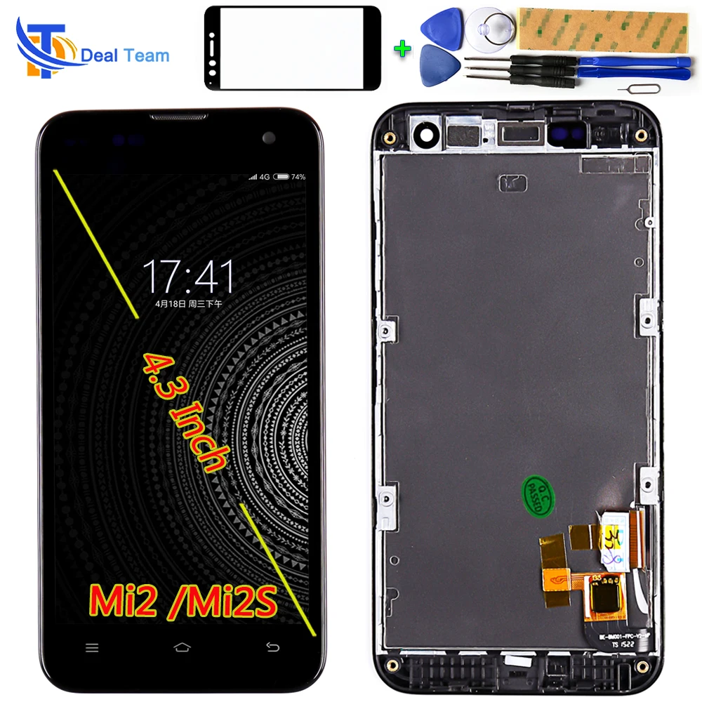 

Deal Team 4.3 inch LCD display for Xiaomi mi 2 mi2S mi2 Touch Screen Digitizer Assembly Frame with Free Tempered Glass Tools