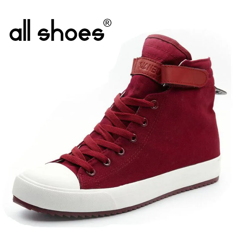 2018-Fashion-New-Men-Light-Breathable-Canvas-Casual-All-Black-white-Red-High-top-Solid-Color (2)