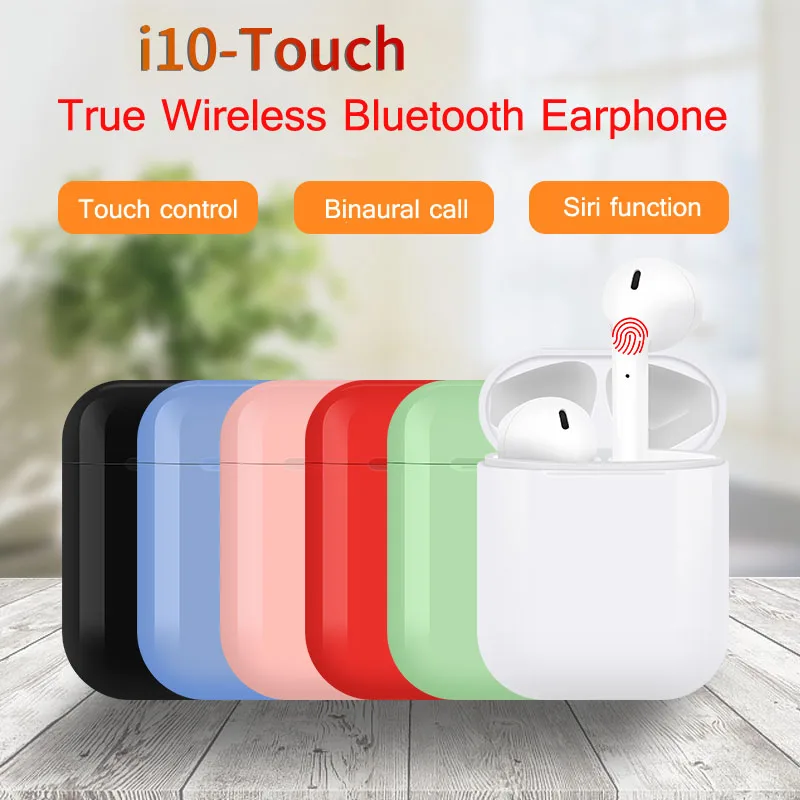 

New i10 TWS Touch Wireless Bluetooth 5.0 Earbuds Earphones Touch Control Stereo Headset With Mic Charger Case For Android iPhone