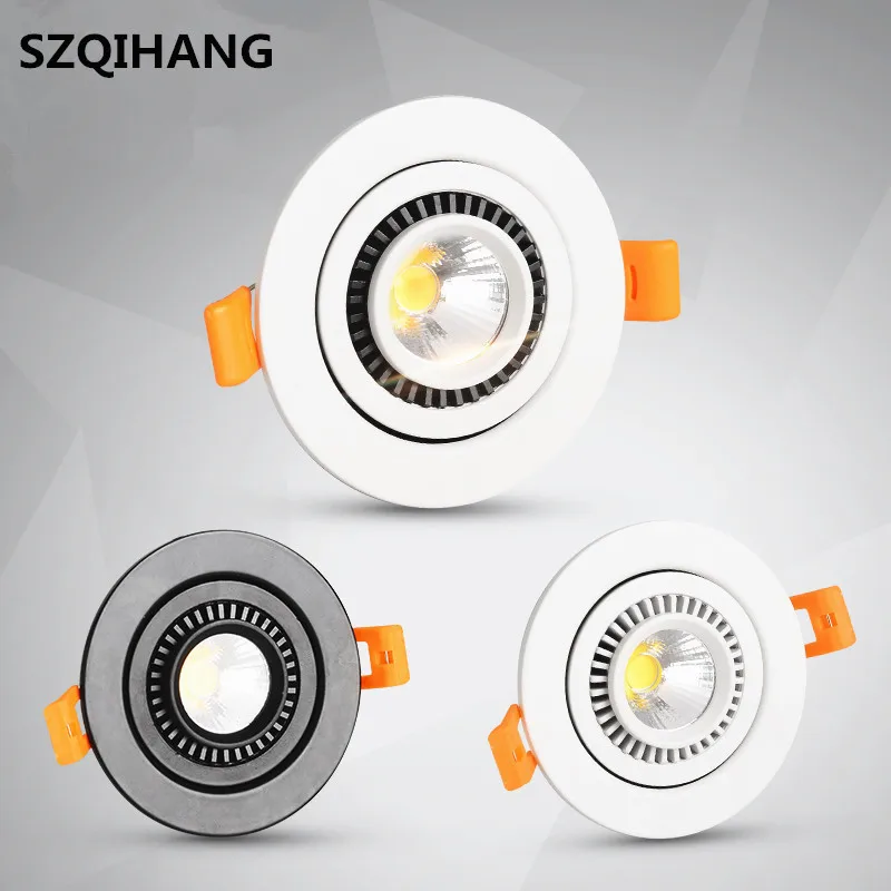 

Dimmable COB led Downlight 7W 10W 15W 20W 360 Degree Rotation Round/Square Recessed LED Lamp With Driver AC85-265V