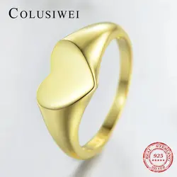 2019 летние модные элегантные золотые Цвет сердце звенит Классические 100% 925 Серебряное кольцо для Для женщин Для мужчин свадебный подарок